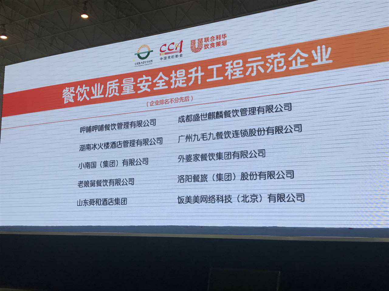 扬州睿达产业园区管理有限公司入选全国首批“餐饮业质量安全提升工程示范企业”
